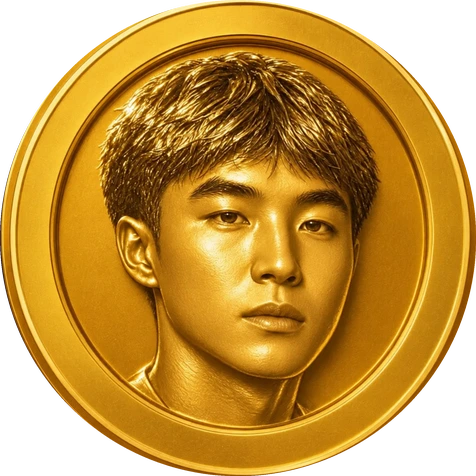 Kimchi Coin logo: gold coin with embossed portrait